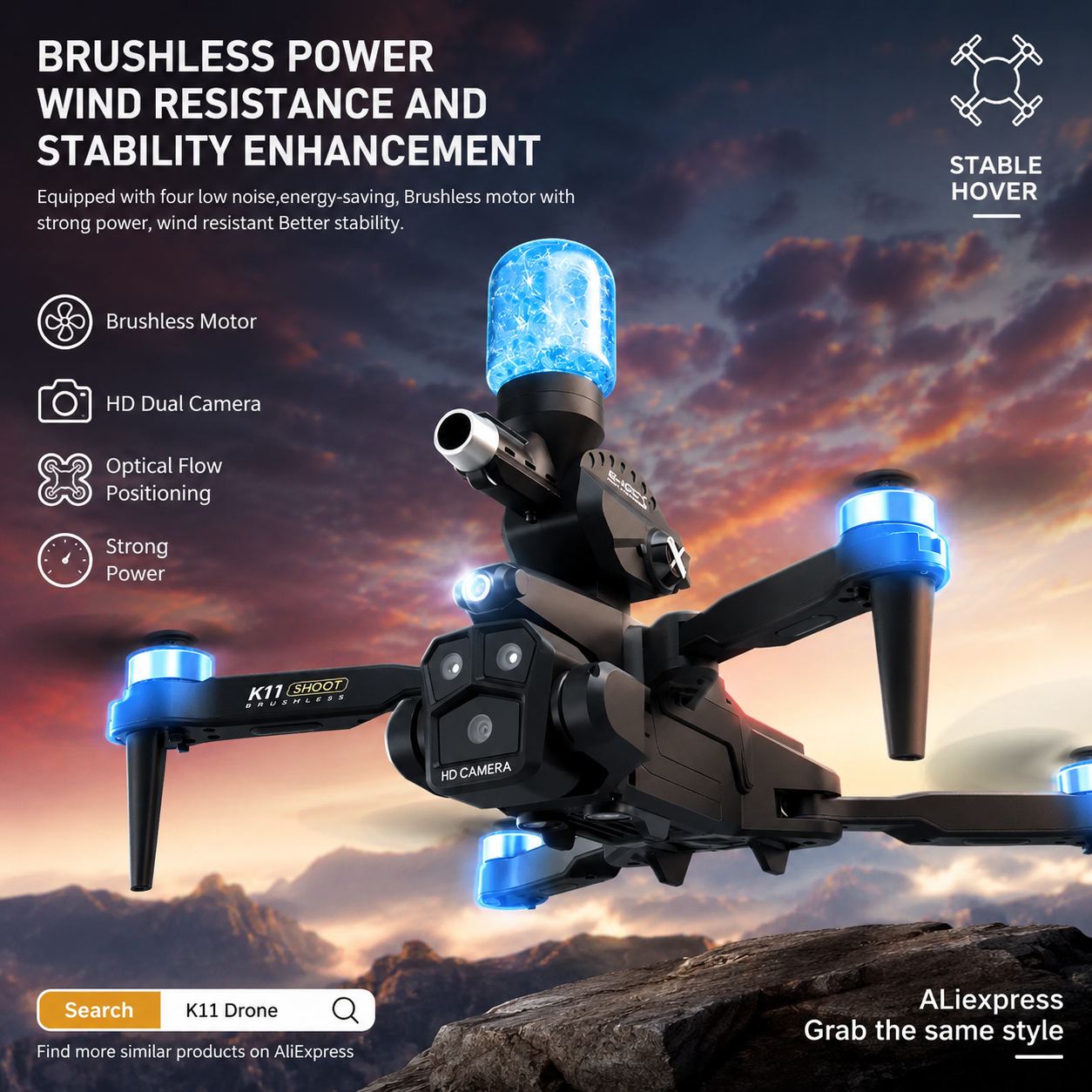 K11MAX Drone with Water Bombs  - Drone Gimbal Mount บทวิจารณ์และราคา