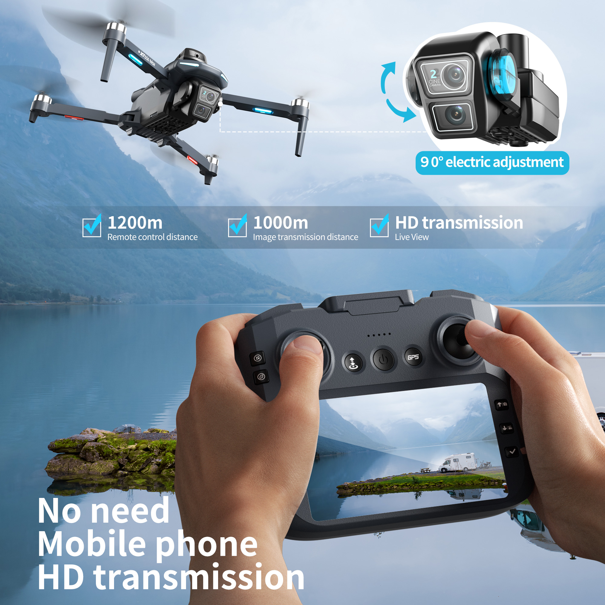 XT606 MAX GPS NEW Drone 8k Pro - Drone Gimbal Mount บทวิจารณ์และราคา