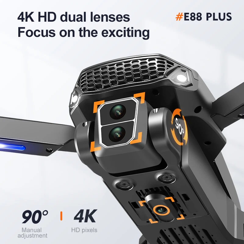 New E88 Plus Quadcopter Drone: - Drone Gimbal Brushless บทวิจารณ์และราคา